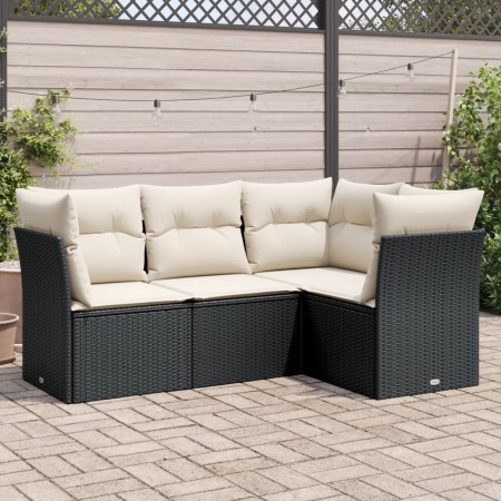 4-piece garden sofa set with black synthetic rattan cushions by , Garden sets - Ref: Foro24-3249415, Price: 278,42 €, Discoun...
