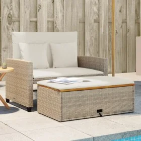 Garden sofa with cushions 2 seater rattan and beige acacia wood by , Outdoor sofas - Ref: Foro24-365143, Price: 323,90 €, Dis...