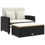 Garden sofa with cushions 2 seater rattan and black acacia wood by , Outdoor sofas - Ref: Foro24-365141, Price: 292,14 €, Dis...