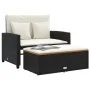 Garden sofa with cushions 2 seater rattan and black acacia wood by , Outdoor sofas - Ref: Foro24-365141, Price: 292,14 €, Dis...