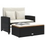 Gartensofa mit Kissen 2-Sitzer aus Rattan und schwarzem Akazienholz von , Outdoor-Sofas - Ref: Foro24-365141, Preis: 297,33 €...
