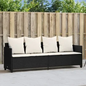 Sun lounger with black synthetic rattan cushions by , Loungers - Ref: Foro24-368344, Price: 232,24 €, Discount: %