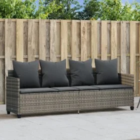 Lounger with gray synthetic rattan cushions by , Loungers - Ref: Foro24-368346, Price: 238,99 €, Discount: %