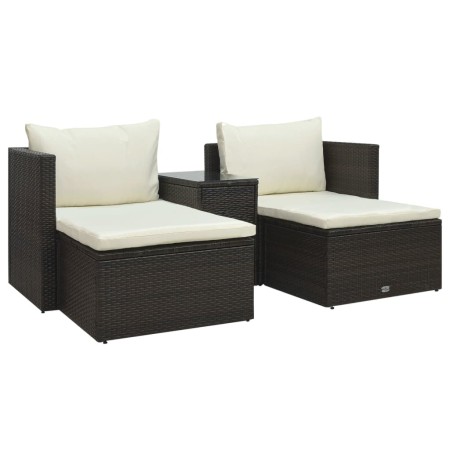 Set muebles de jardín 5 piezas y cojines ratán sintético marrón de vidaXL, Conjuntos de jardín - Ref: Foro24-47812, Precio: 2...