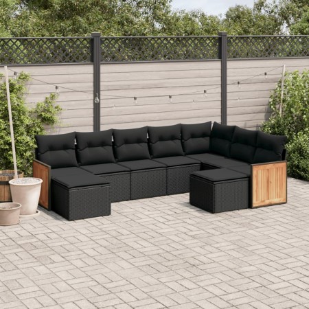 8-teiliges Gartensofa-Set und schwarze synthetische Rattankissen von , Gartensets - Ref: Foro24-3260620, Preis: 555,92 €, Rab...