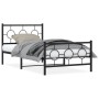 Bed frame with headboard and black metal footboard 100x190cm by , Beds and slatted bases - Ref: Foro24-376238, Price: 84,92 €...