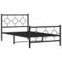 Bed frame with headboard and black metal footboard 100x190cm by , Beds and slatted bases - Ref: Foro24-376238, Price: 83,65 €...
