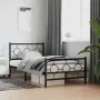 Bed frame with headboard and black metal footboard 100x190cm by , Beds and slatted bases - Ref: Foro24-376238, Price: 83,65 €...