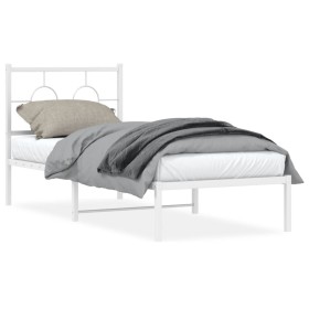 Metallbettgestell mit weißem Kopfteil 75x190 cm von , Betten und Lattenroste - Ref: Foro24-376265, Preis: 67,75 €, Rabatt: %