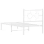 Estructura de cama de metal con cabecero blanco 75x190 cm de , Camas y somieres - Ref: Foro24-376265, Precio: 66,72 €, Descue...