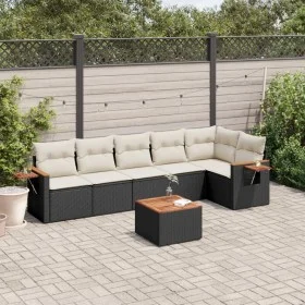 7-piece garden dining set and black synthetic rattan cushions by , Garden sets - Ref: Foro24-3259235, Price: 420,90 €, Discou...