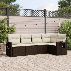 5-piece garden dining set and brown synthetic rattan cushions by , Garden sets - Ref: Foro24-3252470, Price: 366,24 €, Discou...