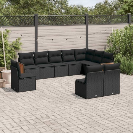Gartensofa-Set 10-teilig mit schwarzen synthetischen Rattankissen von , Gartensets - Ref: Foro24-3260151, Preis: 612,83 €, Ra...