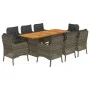 Garden dining set 9 pieces and gray synthetic rattan cushions by , Garden sets - Ref: Foro24-3211899, Price: 1,00 €, Discount: %