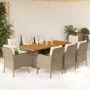 9-piece garden dining set with beige synthetic rattan cushions by , Garden sets - Ref: Foro24-3211901, Price: 1,00 €, Discoun...