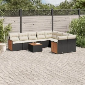 Garden sofa set 10 pieces with black synthetic rattan cushions by , Garden sets - Ref: Foro24-3260390, Price: 600,23 €, Disco...