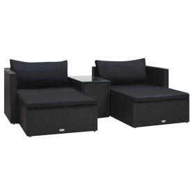 5-teiliges Gartenmöbel-Set und schwarze synthetische Rattankissen von vidaXL, Gartensets - Ref: Foro24-47813, Preis: 427,47 €...