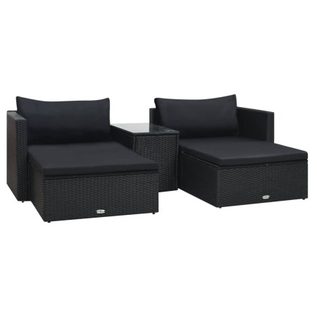 5-teiliges Gartenmöbel-Set und schwarze synthetische Rattankissen von vidaXL, Gartensets - Ref: Foro24-47813, Preis: 427,47 €...