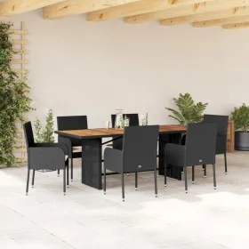 7-piece garden dining set and black synthetic rattan cushions by , Garden sets - Ref: Foro24-3213510, Price: 508,18 €, Discou...
