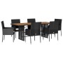 Set de comedor de jardín 7 pzas y cojines ratán sintético negro de , Conjuntos de jardín - Ref: Foro24-3213510, Precio: 487,2...