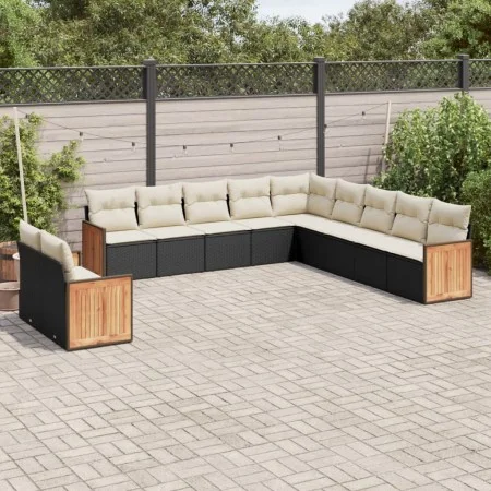 11-teiliges Gartensofa-Set und schwarze synthetische Rattankissen von , Gartensets - Ref: Foro24-3260208, Preis: 683,12 €, Ra...