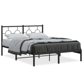 Bed frame with black metal headboard 140x200 cm by , Beds and slatted bases - Ref: Foro24-376227, Price: 131,39 €, Discount: %