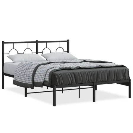 Bettgestell mit schwarzem Metallkopfteil 140x200 cm von , Betten und Lattenroste - Ref: Foro24-376227, Preis: 131,39 €, Rabat...