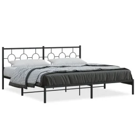 Bed frame with black metal headboard 200x200 cm by , Beds and slatted bases - Ref: Foro24-376233, Price: 117,94 €, Discount: %
