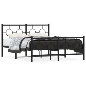 Black metal headboard and footboard bed frame 140x190 cm by , Beds and slatted bases - Ref: Foro24-376244, Price: 121,40 €, D...