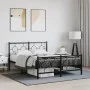 Black metal headboard and footboard bed frame 140x190 cm by , Beds and slatted bases - Ref: Foro24-376244, Price: 121,40 €, D...