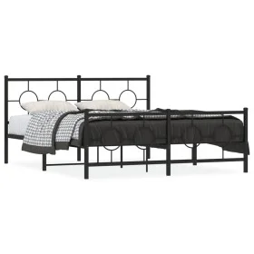 Black metal headboard and footboard bed frame 150x200 cm by , Beds and slatted bases - Ref: Foro24-376246, Price: 123,81 €, D...