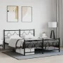 Black metal headboard and footboard bed frame 150x200 cm by , Beds and slatted bases - Ref: Foro24-376246, Price: 123,81 €, D...