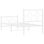 Metal bed frame with headboard and footboard white 80x200 cm by , Beds and slatted bases - Ref: Foro24-376284, Price: 69,59 €...
