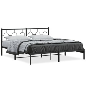 Estructura de cama con cabecero metal negro 183x213 cm