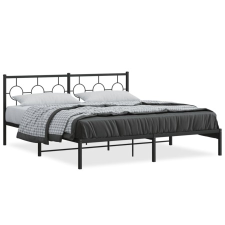 Bed frame with black metal headboard 183x213 cm by , Beds and slatted bases - Ref: Foro24-376231, Price: 110,88 €, Discount: %