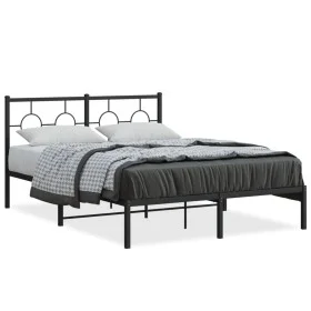 Bed frame with black metal headboard 135x190 cm by , Beds and slatted bases - Ref: Foro24-376225, Price: 97,61 €, Discount: %