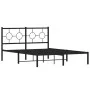 Bed frame with black metal headboard 135x190 cm by , Beds and slatted bases - Ref: Foro24-376225, Price: 97,61 €, Discount: %