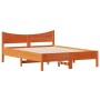 Estructura de cama madera maciza pino marrón cera 135x190 cm