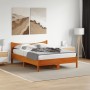 Estructura de cama madera maciza pino marrón cera 135x190 cm