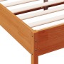 Estructura de cama madera maciza pino marrón cera 135x190 cm