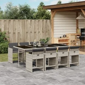 Garden dining set 9 pieces with light gray synthetic rattan cushions by , Garden sets - Ref: Foro24-3211103, Price: 728,01 €,...
