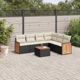 7-piece garden dining set and black synthetic rattan cushions by , Garden sets - Ref: Foro24-3260089, Price: 422,83 €, Discou...