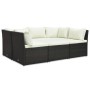 Set muebles de jardín y cojines 4 piezas ratán sintético marrón