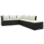 Set muebles de jardín y cojines 4 piezas ratán sintético marrón
