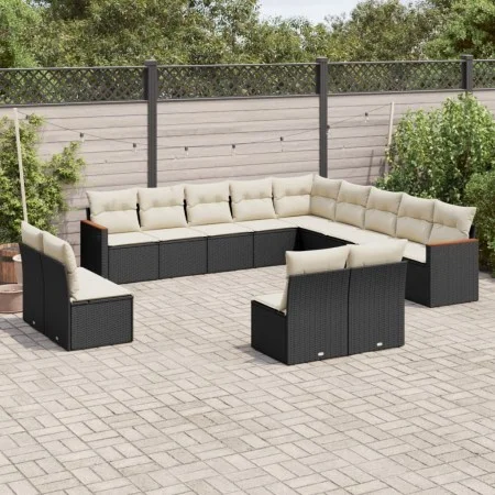 Gartensofa- und Kissenset 13-teilig aus schwarzem synthetischem Rattan von , Gartensets - Ref: Foro24-3258885, Preis: 746,24 ...