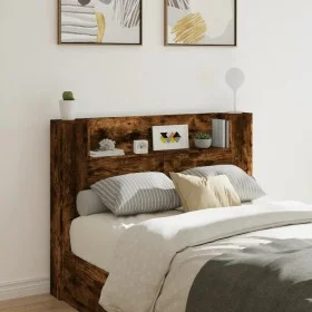Bed headboard with LED light smoked oak 140x16.5x103.5 cm by , Headboards and footboards - Ref: Foro24-839249, Price: 90,53 €...