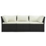 Set muebles de jardín y cojines 4 piezas ratán sintético marrón