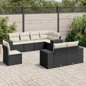 8-teiliges Gartensofa-Set und schwarze synthetische Rattankissen von , Gartensets - Ref: Foro24-3255173, Preis: 553,44 €, Rab...