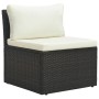 Set muebles de jardín y cojines 4 piezas ratán sintético marrón