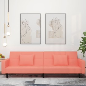 Sofá cama de 2 plazas con dos almohadas terciopelo rosa de , Sofás - Ref: Foro24-375819, Precio: 275,06 €, Descuento: %